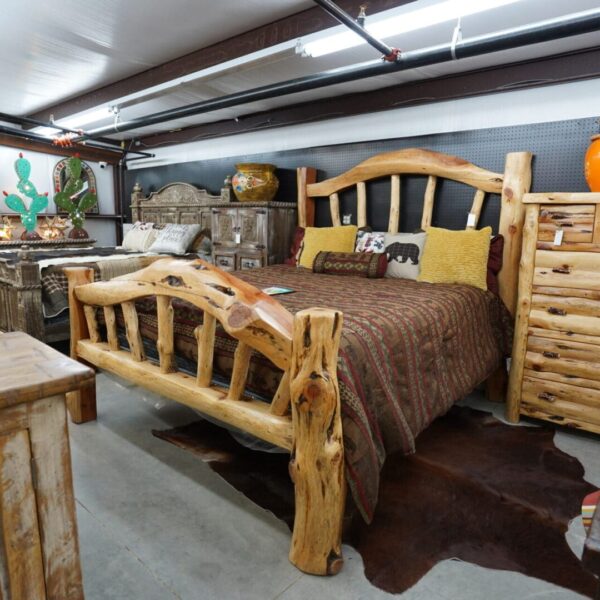 Cedar Log King Bed Set